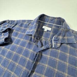 Peter Millar Blue Plaid Flannel Shirt Mens L Cotton Button Front Casual Soft LS